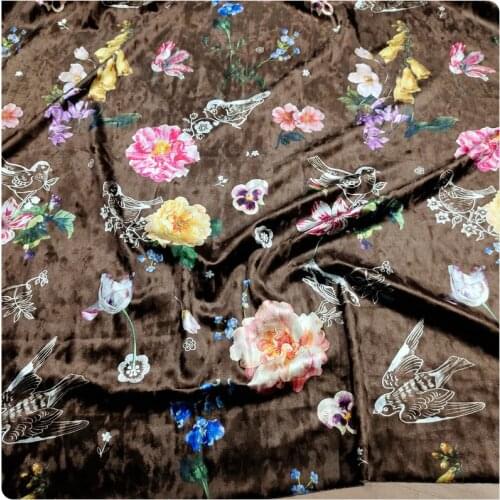 New Digital Printing Elastic Diamond Gold Velvet Cheongsam Dress Upper Garment Fabric