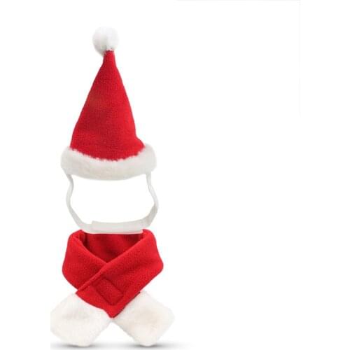 New Arrival Christmas Hat Scarf Set For Cats And Small Dogs Red Dog Scarf Short Plush Small Dog Hat Pet Supplies