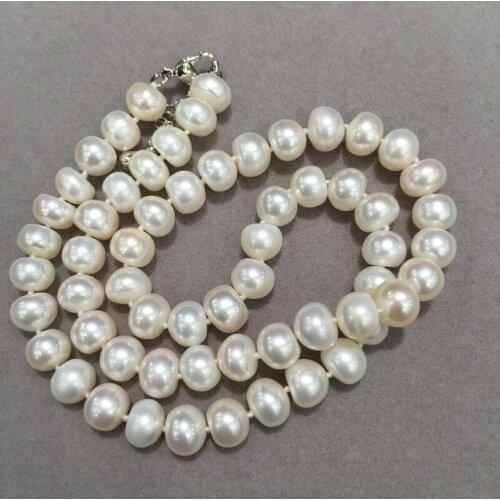 Wholesale 8-9MM Natural fresh Water Pearl Necklace flat round fashion women jewelry free shipping 20pcs/lot mix order