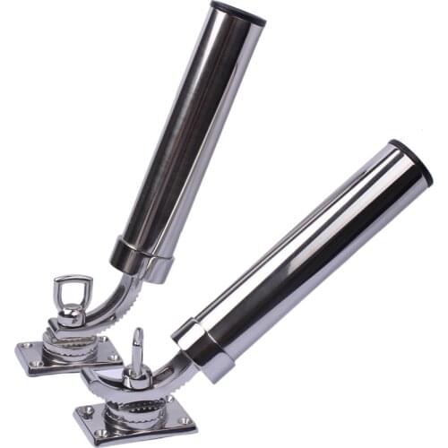 A Pair 360 Angled Rod Holder Deck Mount Adjustable Removble Stainless Steel 316 Fishing Rod Holders