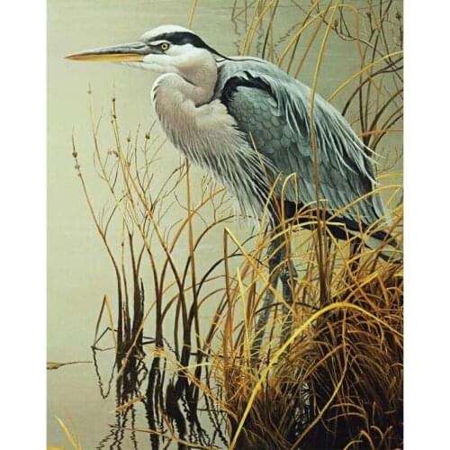 PDMDOG Full Square DIY 5D Diamond Painting Cross Stitch Painting"Great Blue Heron Bird"Diamond Embroidery home decor ornaments