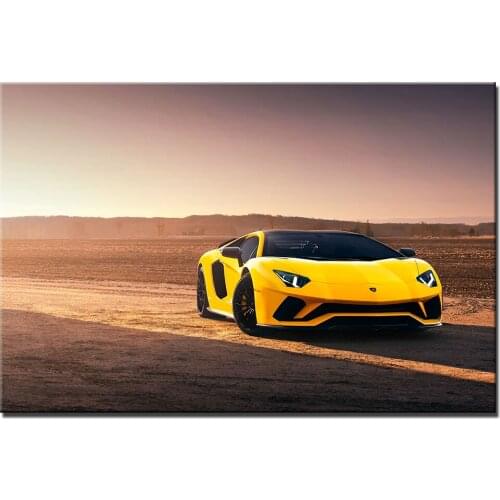Sunset Lambo Aventador Poster Canvas Paintings Wall Art Cloth Fabric Prints for Living Room Home Decor