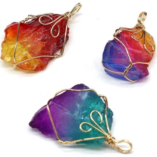 Natural Stone Pendants Irregular Multi-color Energy Crystal for Fashion Jewelry Making DIY Reiki Heal Earring Necklace Gifts