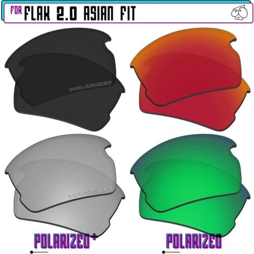 EZReplace Polarized Replacement Lenses for - Oakley Flak 2.0 Asian Fit (AF) Sunglasses - BkSrP Plus-RedGreenP