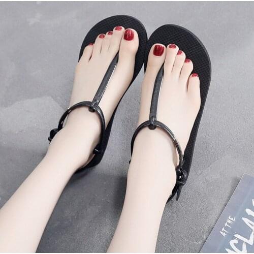 Summer New Simple Fashion Trend Ladies Sandals Outdoor Comfortable Non-Slip Herringbone Womens Shoes Flat Beach And Slippers