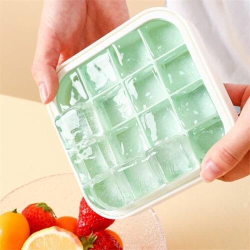 16 Grid Silicone Ice Cube With Lid Square Tray Mold Mould Non-toxic Durable Bar Pub Wine Ice Blocks Maker Kitchen DIY