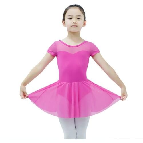 Dance Leotard tpnko Ballet Artistic Gymnastics Child Practice leotard mesh short sleeve and back