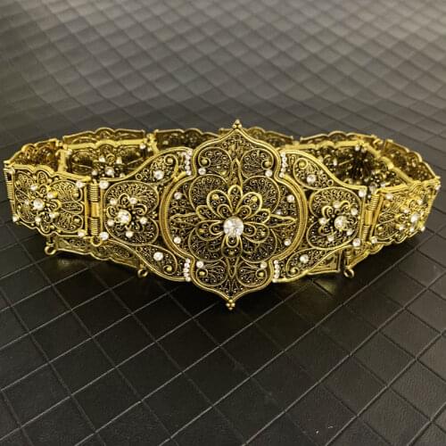 Traditional Caucasian Retro Silver Metallic Belt Female Ethnic Wedding Jewelry Dark Gold Luxury Ethnic Bride Accessories