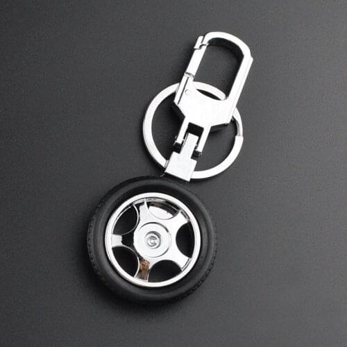 Universal Hot Creative Auto Parts Model Thicker Wheel Tyre Tire Keychain Keyring Keyfob Wheel Tire Model Rubber Surface Keychain