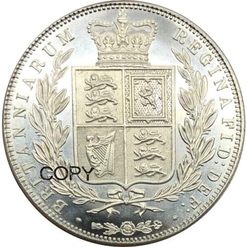 Great Britain 1880 Victoria 1/2 Crown young head Cupronickel Silver Plated Copy Coins
