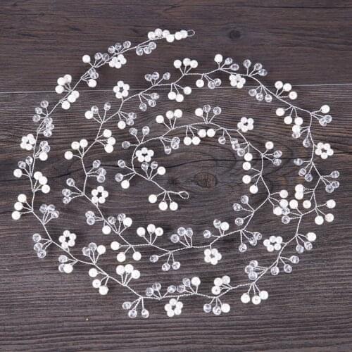 Trendy Silver Color Hairband Pearl Headband Wedding Bride Hair Accessories Handmade Crystal Women Hair Jewelry tiara de noiva