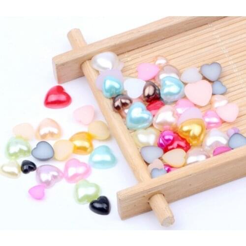 1000pcs 4mm Half Heart Drill Non Hotfix Flat Back Pearl Rhinestone Nail Art Decorations DIY Rhinestones Applique Iron on H
