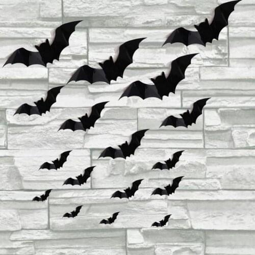 16Pcs Wall Sticker Removable PVC 3D Bat Wall Sticker Home Room Office Halloween Party Decoration Tools