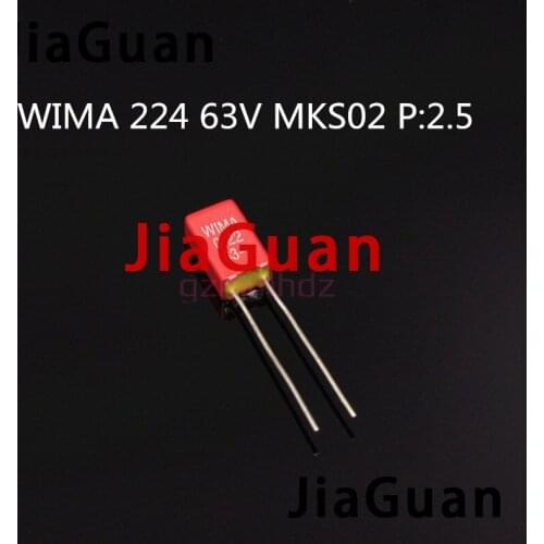 20pcs NEW WIMA MKS02 0.22UF 63V 220N P2.5MM 0.22uF/63V audio film capacitor mks02 224/63v MKS2 0.22uf63V 220NF 224