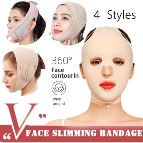 4 Styles 3D Reusable Women Chin Cheek Lift Up Belt Facial V Shaper Anti Wrinkle Slimming Full Face Lift Sleeping Mask