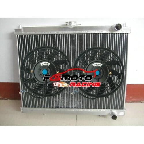Aluminum Radiator + Fans For Nis-san Skyline GTR BNR34 R34 V-Spec Z-Tune RB26DETT Twin Turbo 2.6L L6 1999-2002 MT