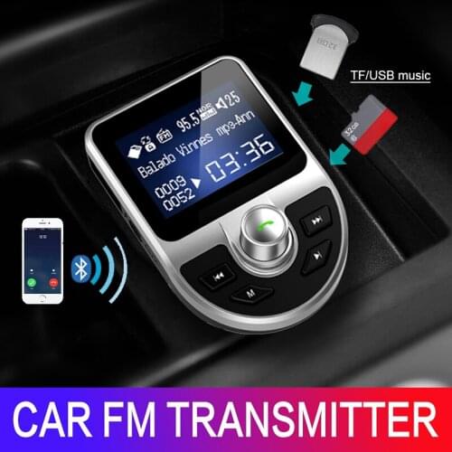 Handsfree Bluetooth FM Transmitter Car Kit AUX Input Music Play 3.1A Dual USB Charger with TF/U Disk Play AUX audio line out