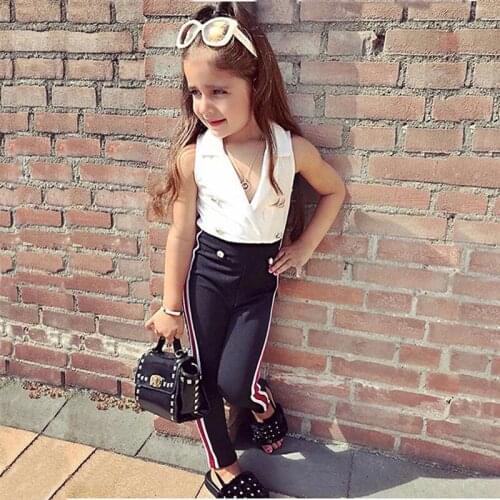 BFORTUNE Childrens Clothing Girl Sleeveless Clothes Suits Solid Tops+Pants Kids Clothing Sets Baby Girl Ropa Para Adolecentes