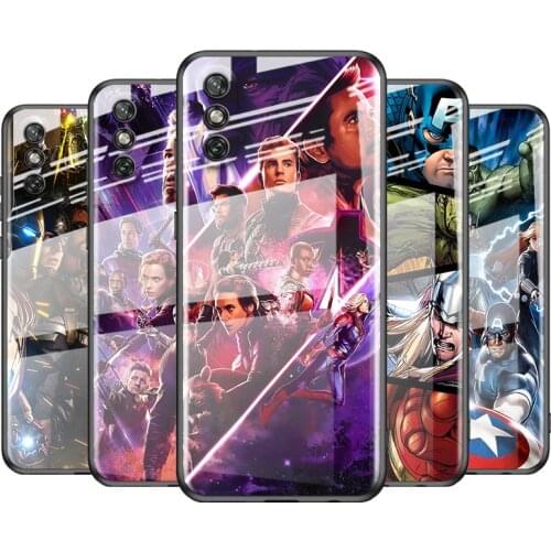 Tempered Glass Cover Fashion Marvel Avengers For Huawei Y6 Y7 Y9 Y5P Y6P Y8S Y8P Y9A P Smart Z 2019 2020 2021 Phone Case