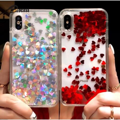 Love Heart Sequins Quicksand Case Shining Dynamic Liquid Glitter Phone Covefor Iphone 11 Pro 11 Pro MAX XS Max XR X 8 7 6 Plus