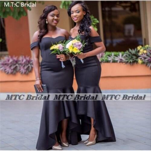 Black Mermaid Long 2021 Bridesmaid Dresses Off The Shoulder Corset African Maids Of Honor Plus Size Wedding Party Gowns Cheap