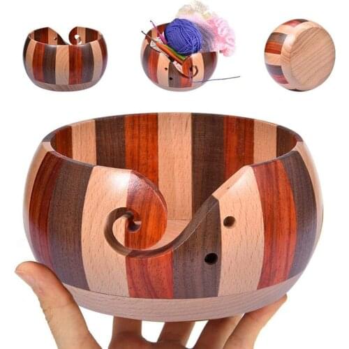 Wood Yarn Balls Storage Bowl Organizer for Knitting Crochet Holder Sewing Tool