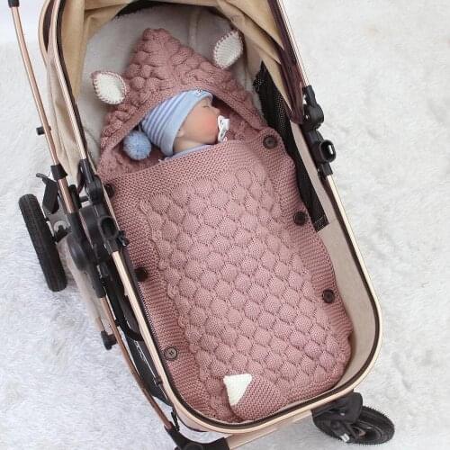 Baby Sleeping Bags Envelopes for Newborn Stroller Autumn Knitted Infantil Bebes Swaddle Sleepsacks Discharge Cocoon Cartoon Fox