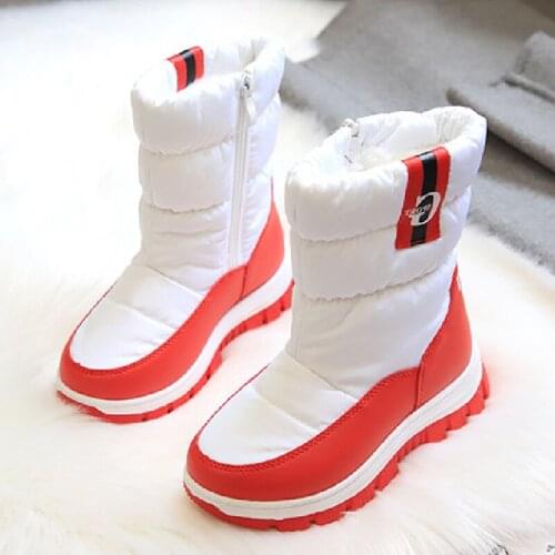 Russia Childrens Winter Boots Ankle Kids Snow Boots Girls Plush Shoes Fashion Wool Boys Waterproof Boots Pink White Black