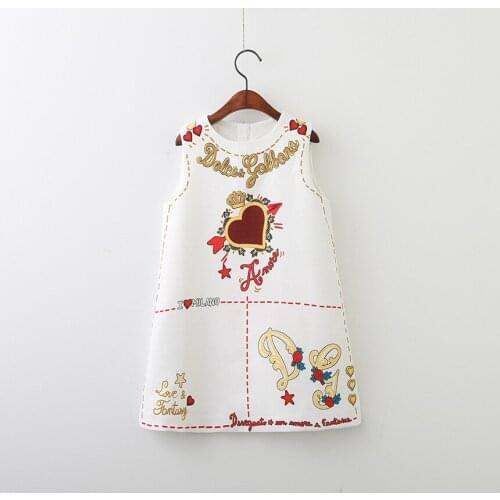 2-10Yrs Children Girls Heart Pattern Dress Clothes Summer Fashion Sleeveless Party Princess Dress