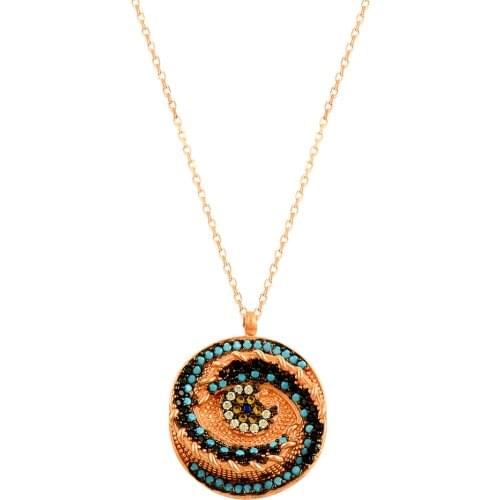 Art Collection Evil Eye Statement Minimal Necklace Turkish Evil Eye Dainty Boho Statement Ladies Necklace for Women Femme