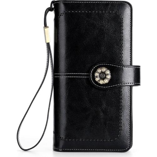 Purse Female Zipper RFID Multi Functional Cow Travel Purse Leather Womens Wallet Ladys Wallet