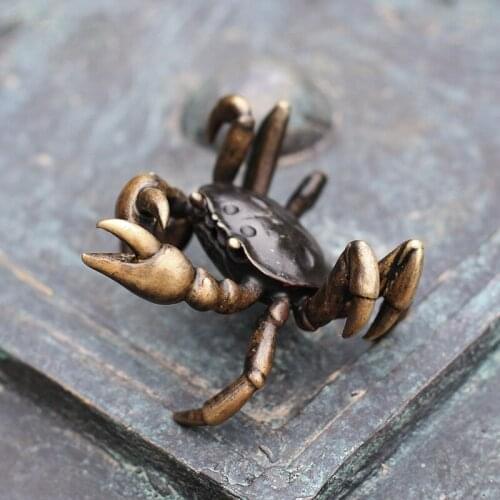 Copper crab small size handmade home table decoration holder for lid of tea pot or gaiwan tea accessories creative ornament new