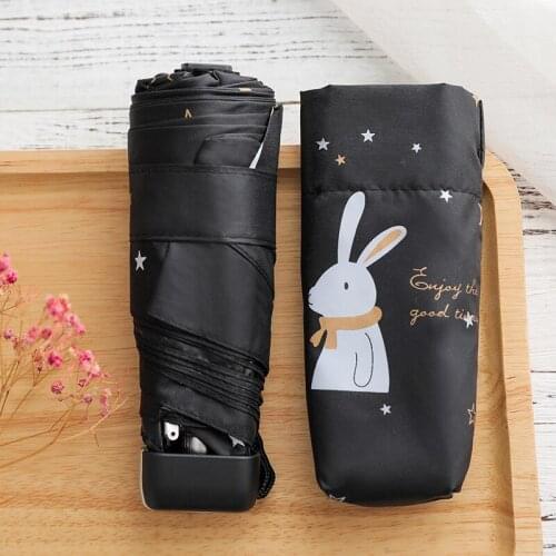Mini Pocket Umbrella Rain Kids Corporation Paraguas Plegable Sun Protection Anti-UV Umbrella Children Cartoon Rabbit Umbrella