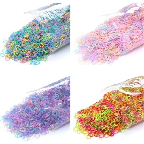 200pcs Girls Mini Rubber Bands Headbands Candy Color Elastic Hairbands Hair Accessories Hair Styling Ties Braiding Hairband