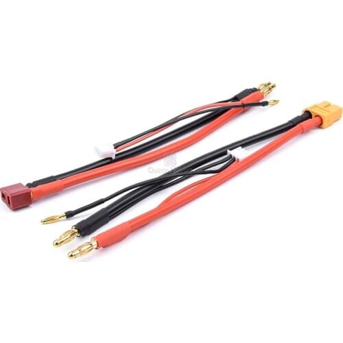 Queen Hobby 2S Lipo battery model plug 4MM / 2s balance head T / XT60 charging silicone wire connect line for DIY model
