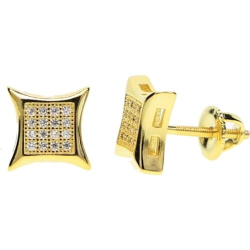 Fashion cheap wholesale jewelry top quality square reall micro pave screw back men boy micro pave cz earring