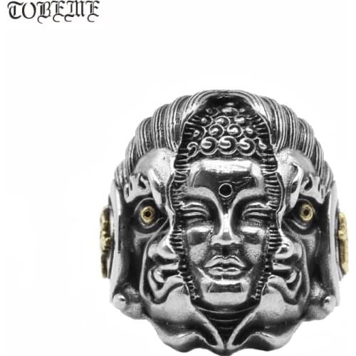 Thai 925 Silver Man Ring 100% Sterling Silver Buddha Ring Thai 925 Silver PUNK Ring Resizable