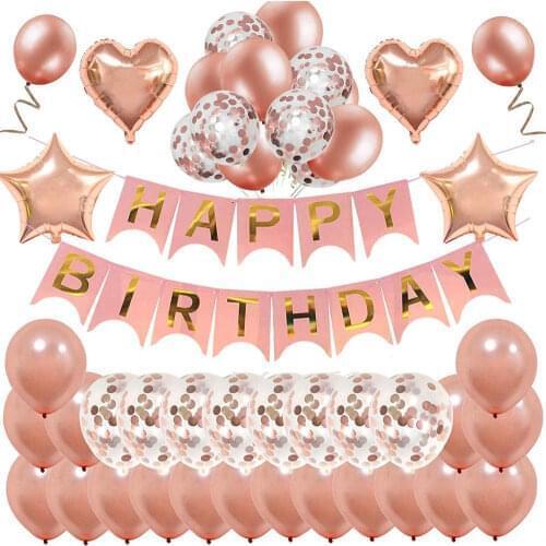 36pcs Rose gold Birthday Decoration Balloon Set Letter Happy Birthday Baby Shower Birthday Party Decor Kids