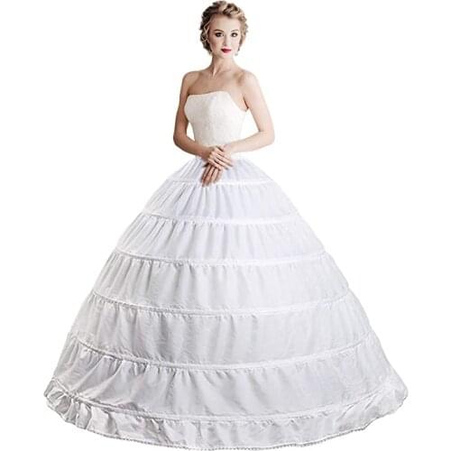 Top Online 6 Hoop Crinoline Underskirt Petticoat Full A-line Floor Length Bridal Dress Ball Gown Slip for Women