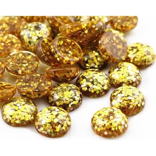 New Fashion 40pcs 12mm Yellow Color Flat Back Resin Cabochons Cameo G5-21