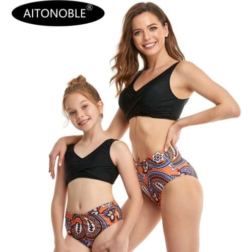 Aitonoble SS22 New Mommy and Girls Swimwear Women swimwear Bikini Two Pieces Bikini Beachwear
