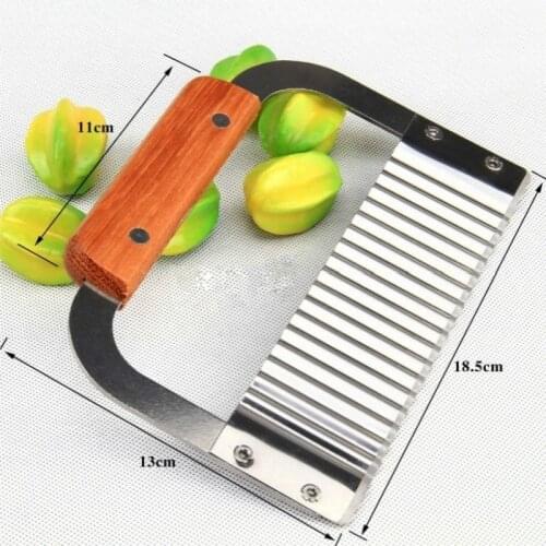 Wooden Handle Corrugated Ripple Wave Knife French Fries Knife Pastry Handmade Soap Cutting Device Potato Cutter Cake Tools