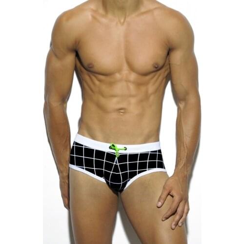 Swimming Pants 2020 New Men Plaid Print Swimming Trunks Low waist Fashion sexy Swim Trunks Swimming Trunks Beach Sports Swimsuit