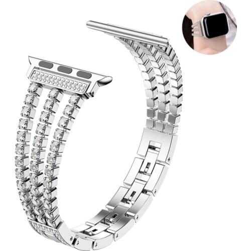 Stainless steel strap for Apple Watch band 38mm 42mm iWatch band 40 mm 44mm women Diamond Link bracelet Apple watch 5 4 3 2 1