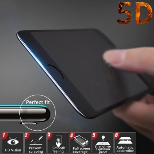 RZP 5D Tempered Glass For iPhone 7 Plus 6s plus Screen Protector For iPhone X 6 8 Plus Glass Full Cover Film Curved Edge