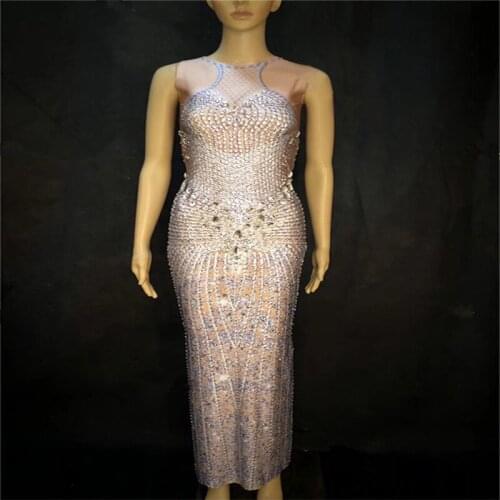 S89 Ballroom pole dancer costumes high Slit dresses singer stage wears skirt performance one piece party clothe catwalk outfit