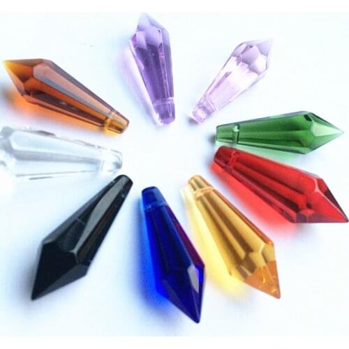 Mixed Color 500pcs/lot 36mm Crystal Icicle Prisms U Drops for Chandelier Pendants Glass Crystal Trimming Parts Hanging Drops