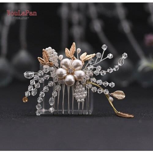TOPQUEEN HP69 Bridesmaid Hair Accessories Wedding Crystal Hair Comb Pearls Bridal Hair Accessories for Wedding Headdress