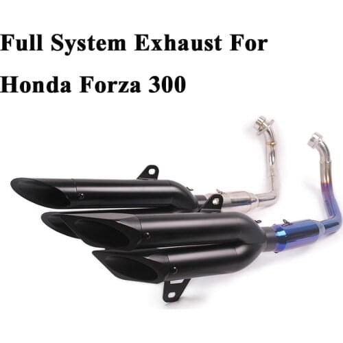 Full System Motorcycle Exhaust Escape For Honda FORZA 300 Modified Motorbike Front Connection Link Pipe Muffler 2 Holes Slip On