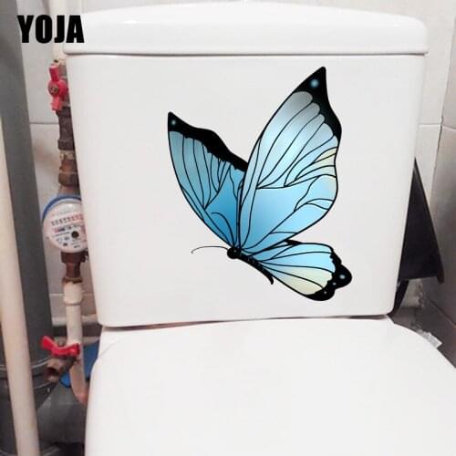 YOJA 16.7X21.8CM Flying Butterfly Cartoon Wall Sticker House Decoration Bathroom Toilet Seat Decals T1-2112
